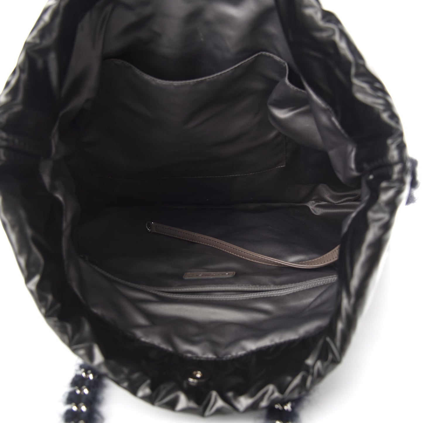 Vinyl Mohair Trimmed CC Bonbons Tote Black