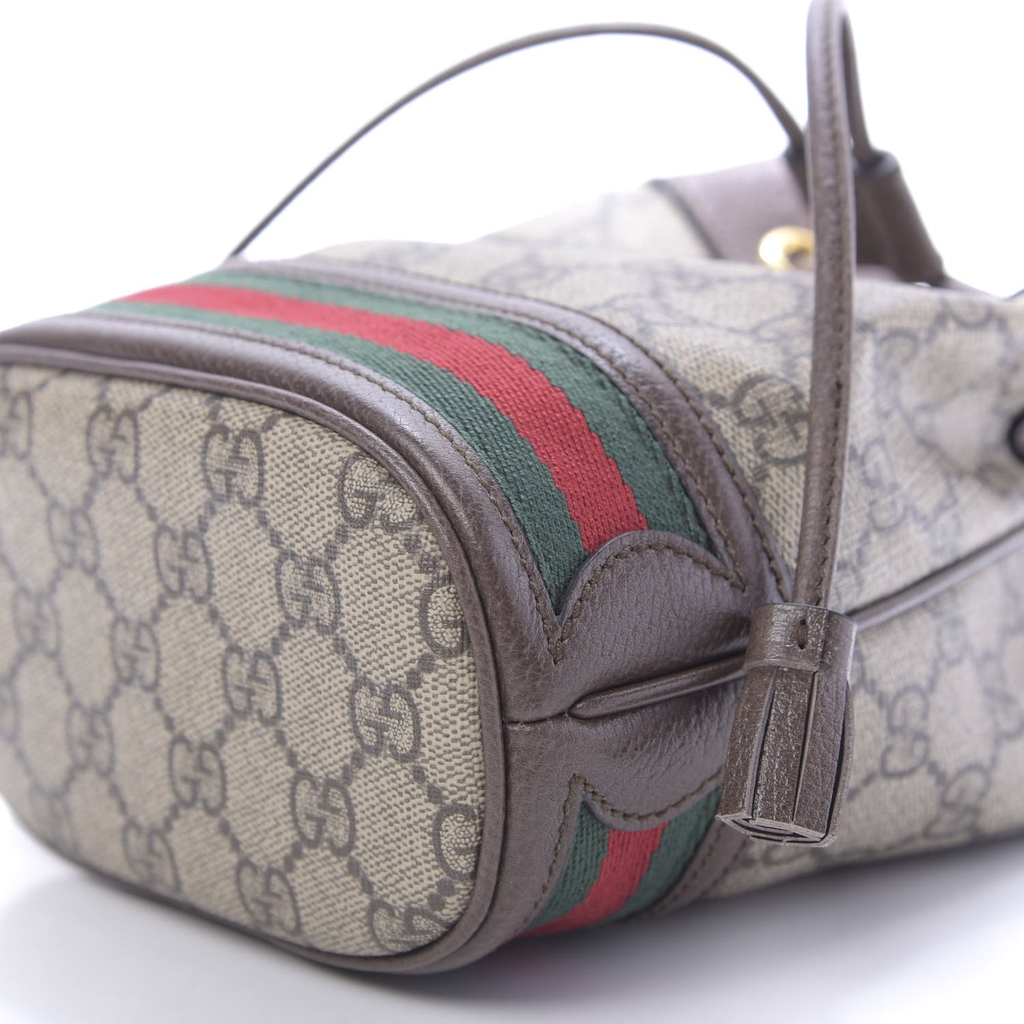 GG Supreme Monogram Web Mini Ophidia Bucket Bag Brown
