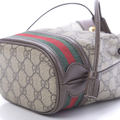 Gucci GG Supreme Monogram Web Mini Ophidia Bucket Bag Brown 7 of 10