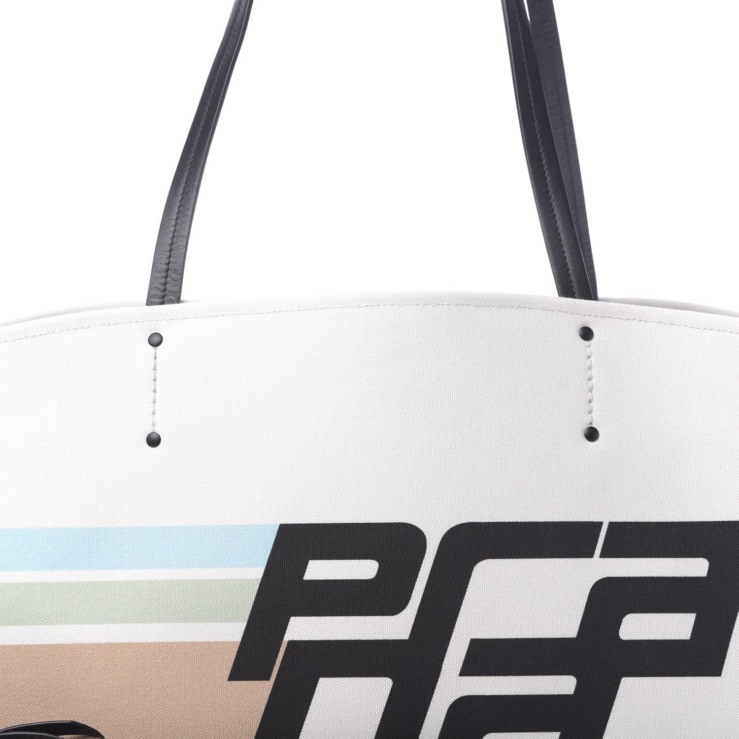 Prada Canvas Racing Logo Tote White 8 of 13