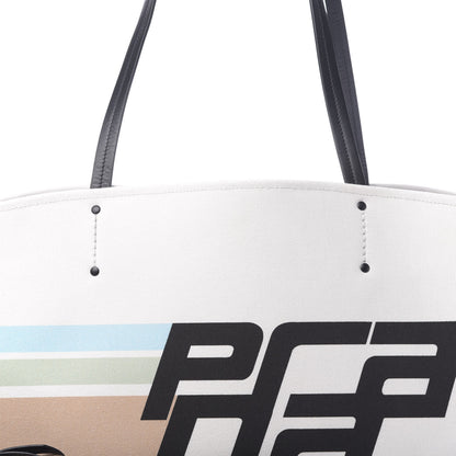 Prada Canvas Racing Logo Tote White 8 of 13