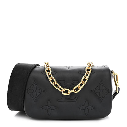 Louis Vuitton Calfskin Bubblegram Wallet On Strap Black 1 of 12