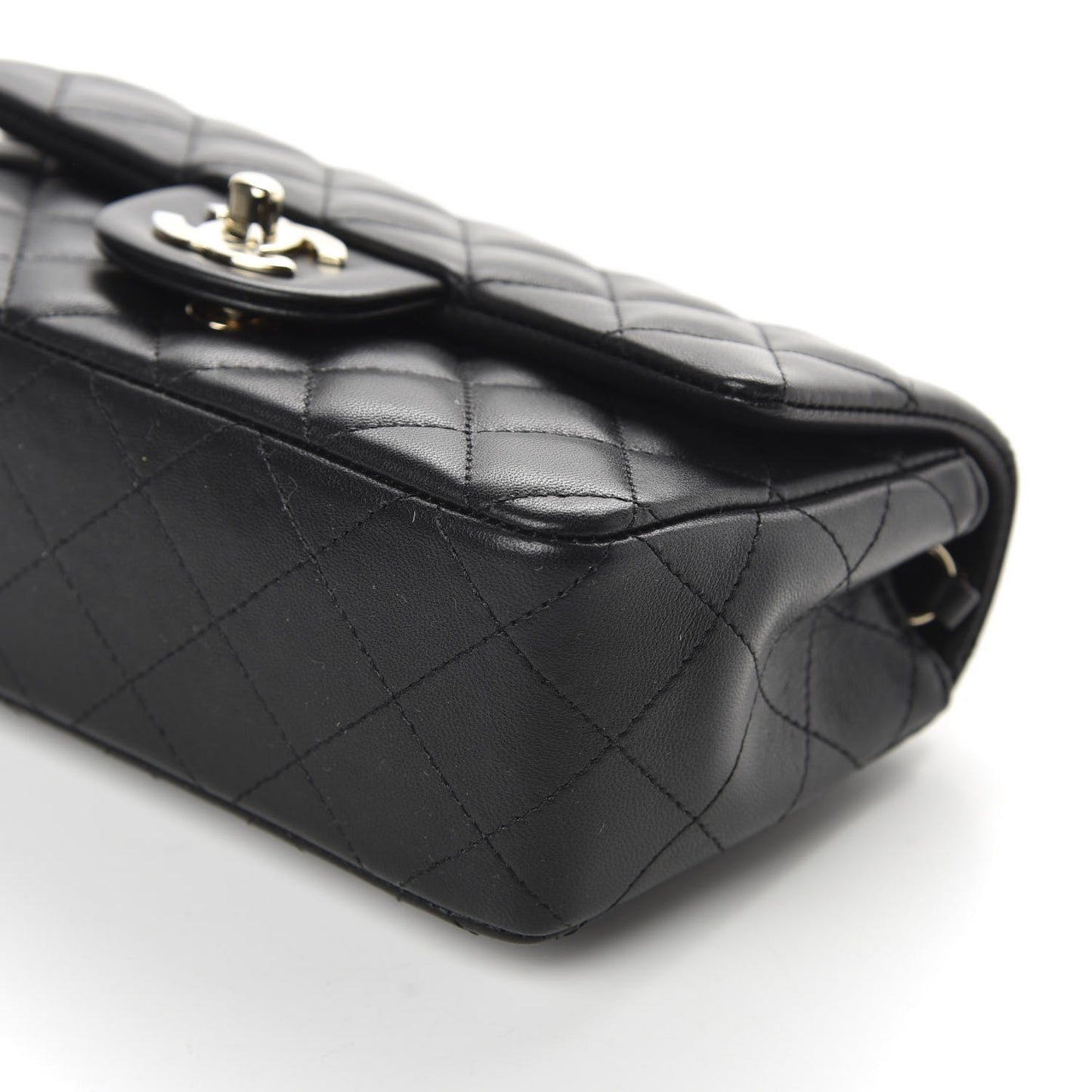 Lambskin Quilted Mini Rectangular Flap Black