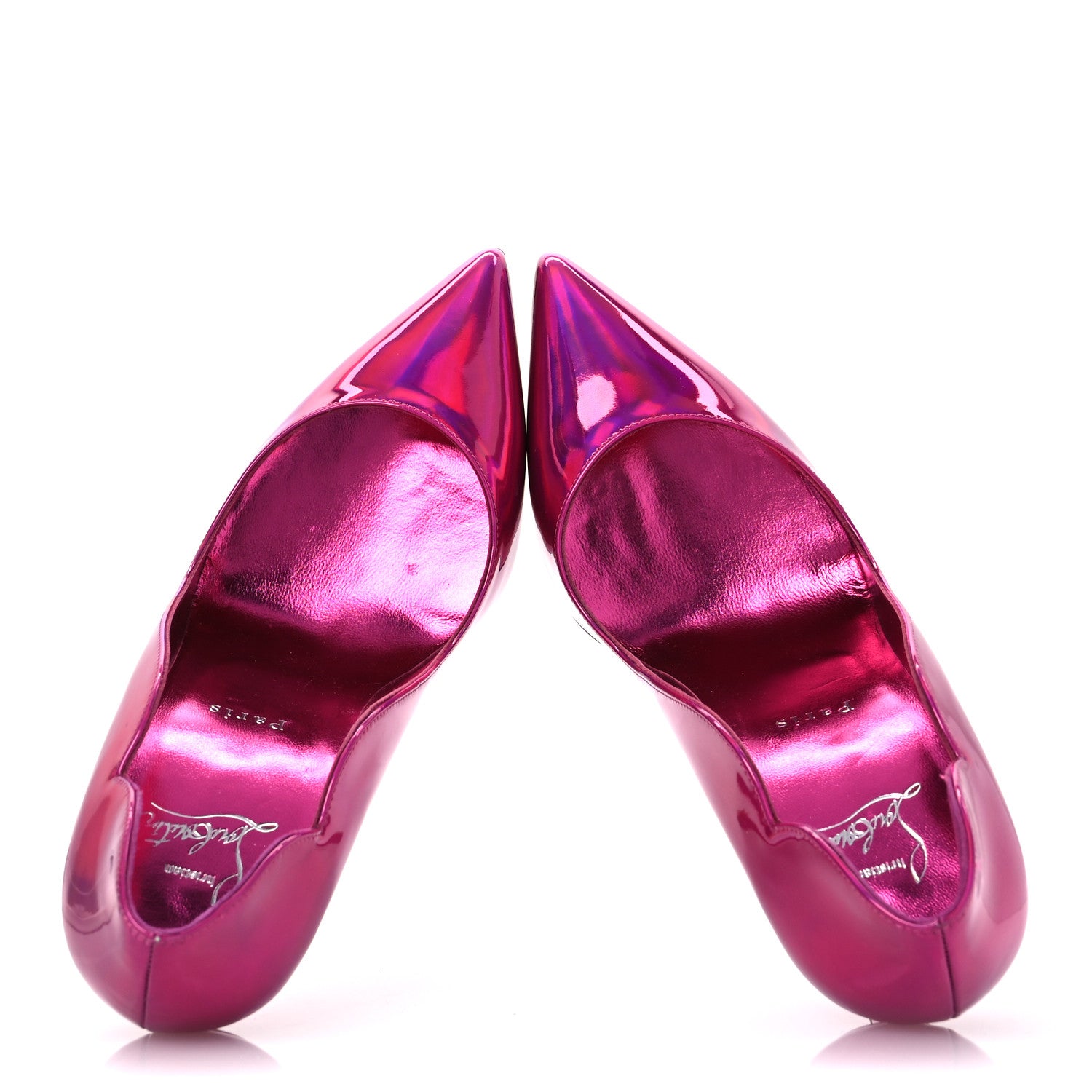 Christian Louboutin Metallic Patent Psychic Hot Chick 100 Pumps 39 Fuxia 2 of 13