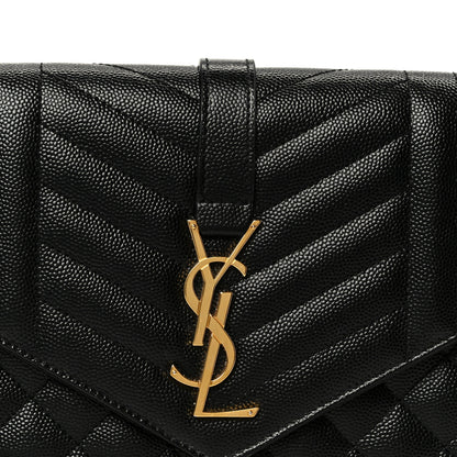 Saint Laurent Grain De Poudre Textured Mixed Matelasse Triquilt Monogram Clutch Black 8 of 9