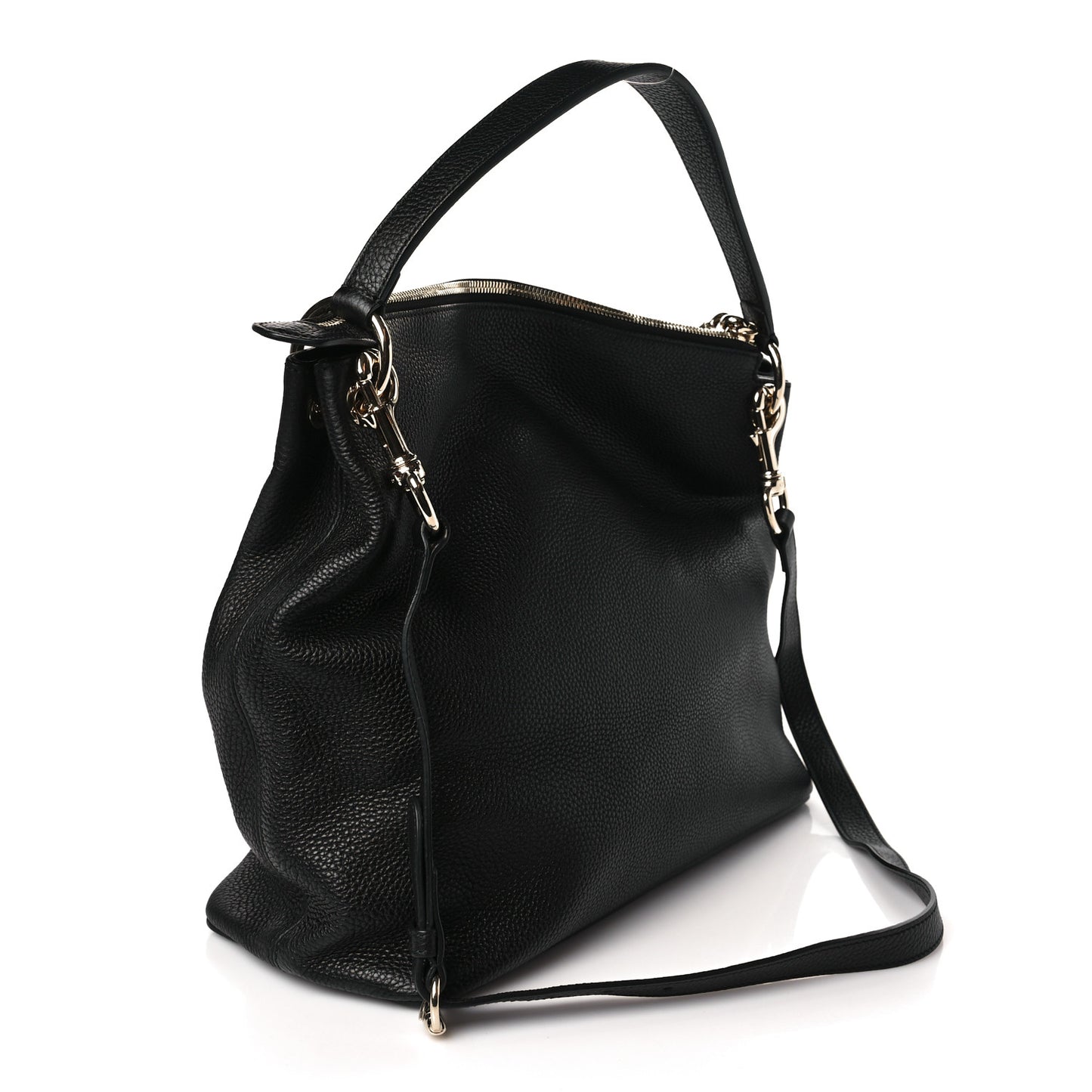 Pebbled Calfskin Large Soho Hobo Black