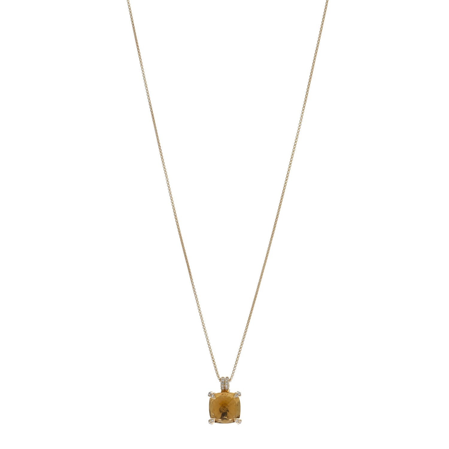 David Yurman 18K Yellow Gold Diamond Citrine 11mm Chatelaine Pendant Necklace 1 of 4