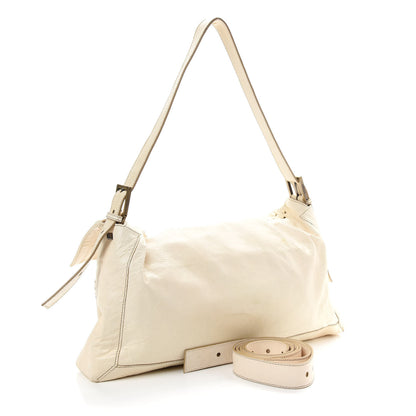 Fendi Goatskin Whipstitch Large Convertible Baguette White 2 of 11