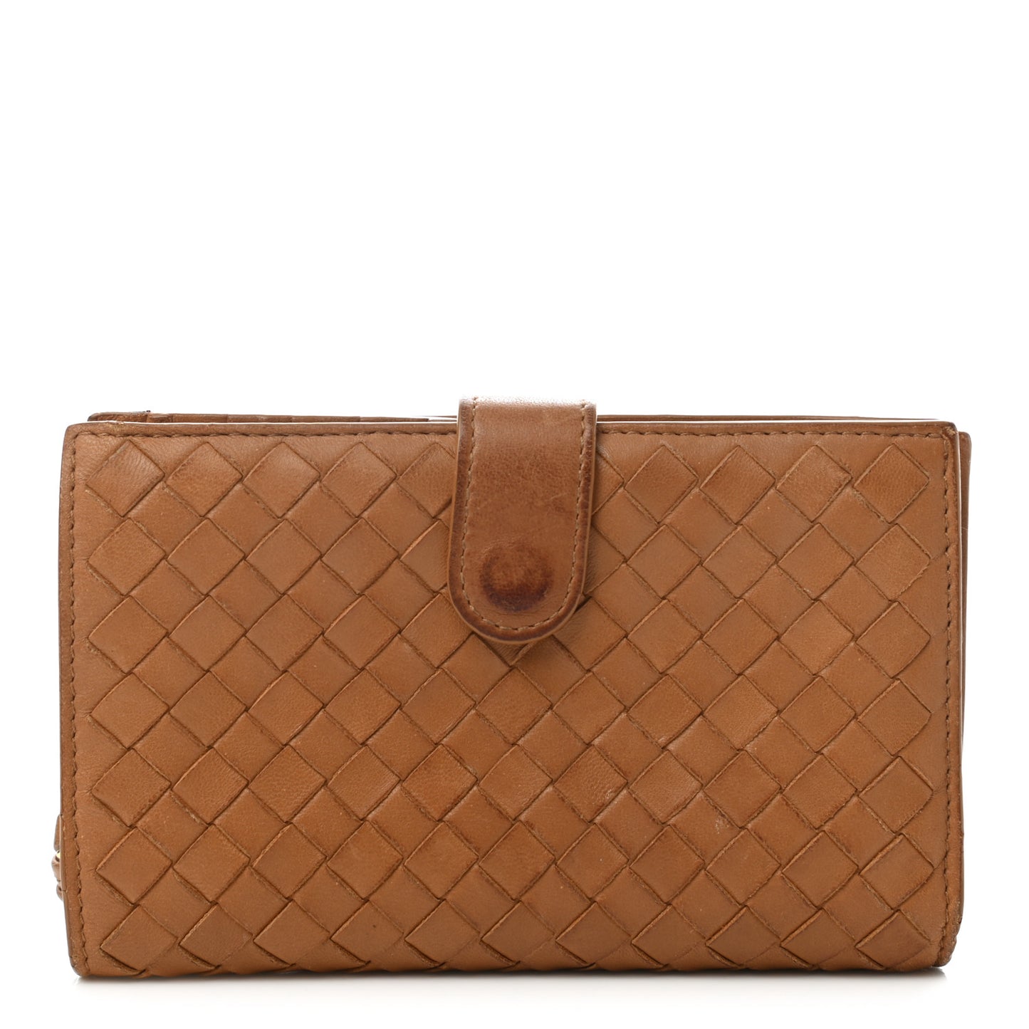 Nappa Intrecciato Continental Snap Wallet Noce