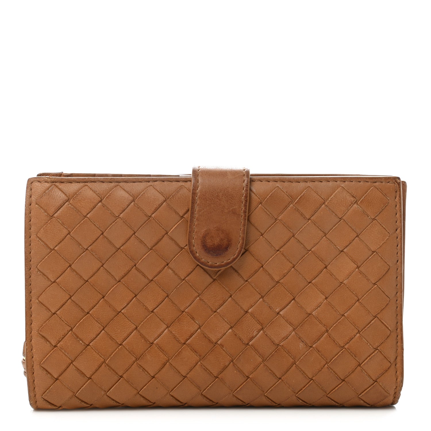 Bottega Veneta Nappa Intrecciato Continental Snap Wallet Noce 1 of 7