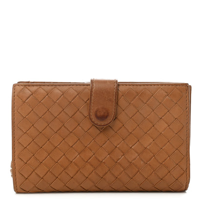 Bottega Veneta Nappa Intrecciato Continental Snap Wallet Noce 1 of 7