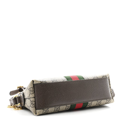Gucci GG Supreme Monogram Textured Dollar Calfskin Web Small Ophidia Dome Shoulder Bag Beige Ebony New Acero 4 of 12