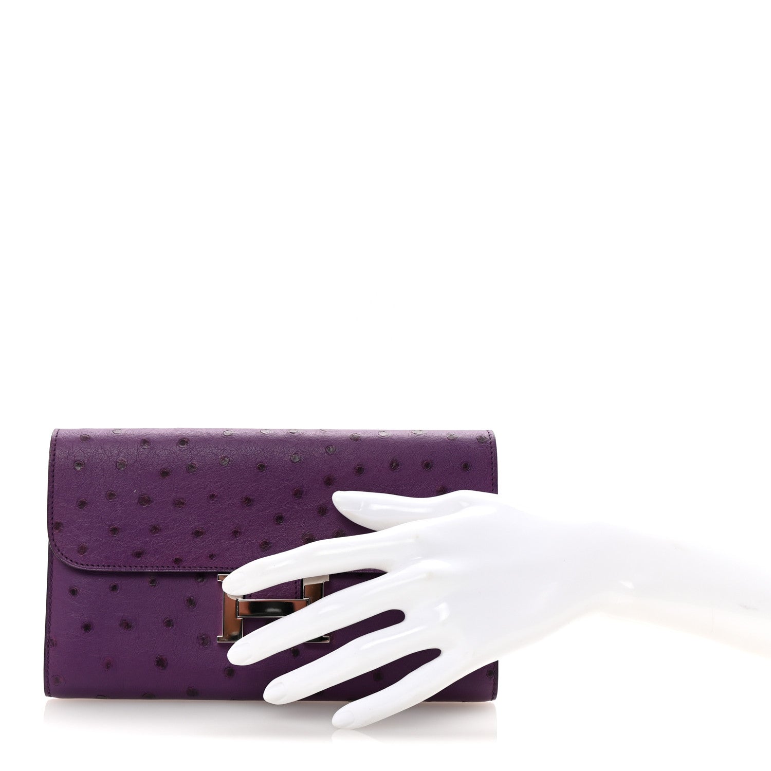 Hermes Ostrich Constance Long Wallet Violine 2 of 7
