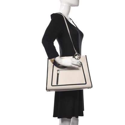 Fendi Vitello Century Opaco F is Fendi Bi-Color Regular Runaway Satchel White Ice Black 2 of 12