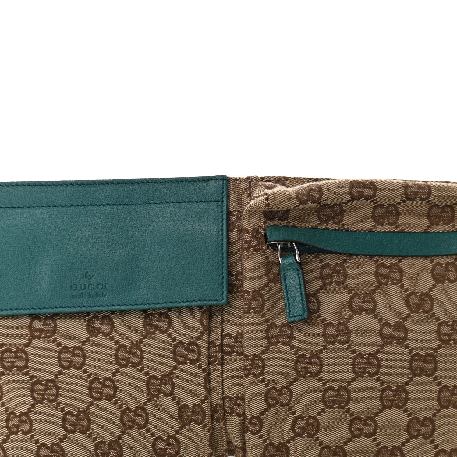 Gucci GG Monogram Web Double Pocket Belt Bag Turquoise 7 of 9