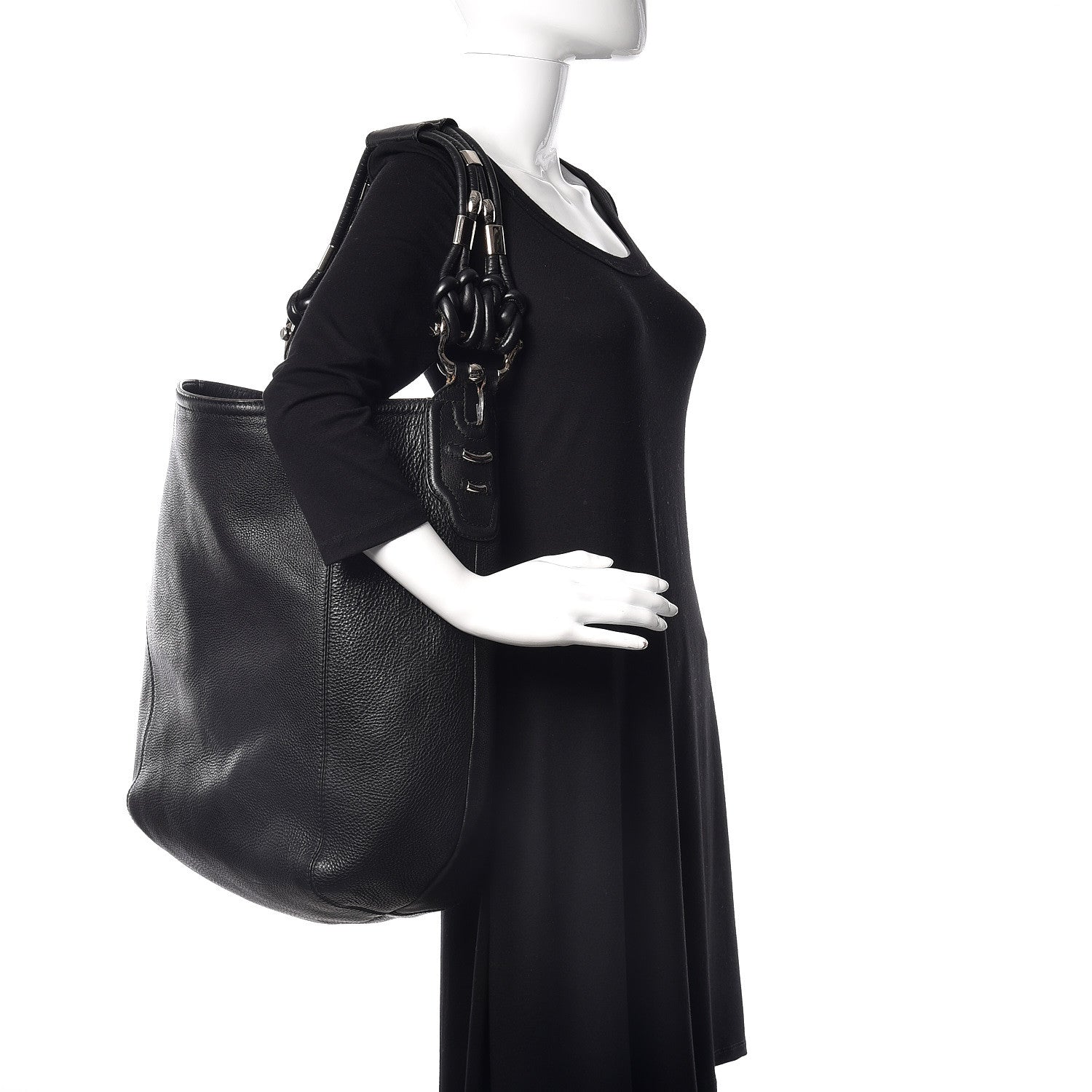 Gucci Calfskin Large Techno Horsebit Hobo Black 2 of 25