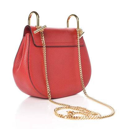 Chloe Grained Lambskin Mini Drew Shoulder Bag Plaid Red 3 of 8