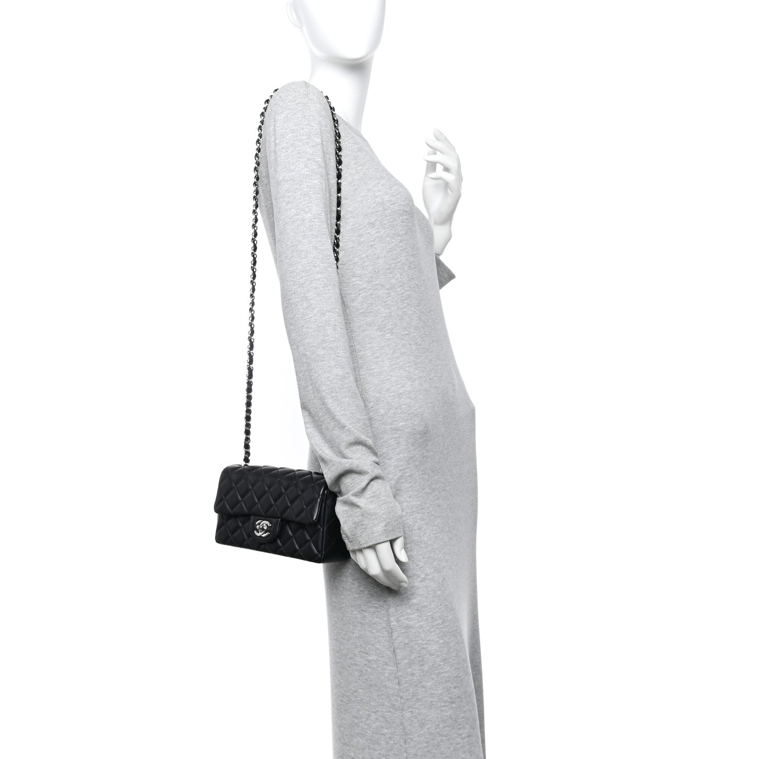Chanel Lambskin Quilted Mini Rectangular Flap Black 1793177