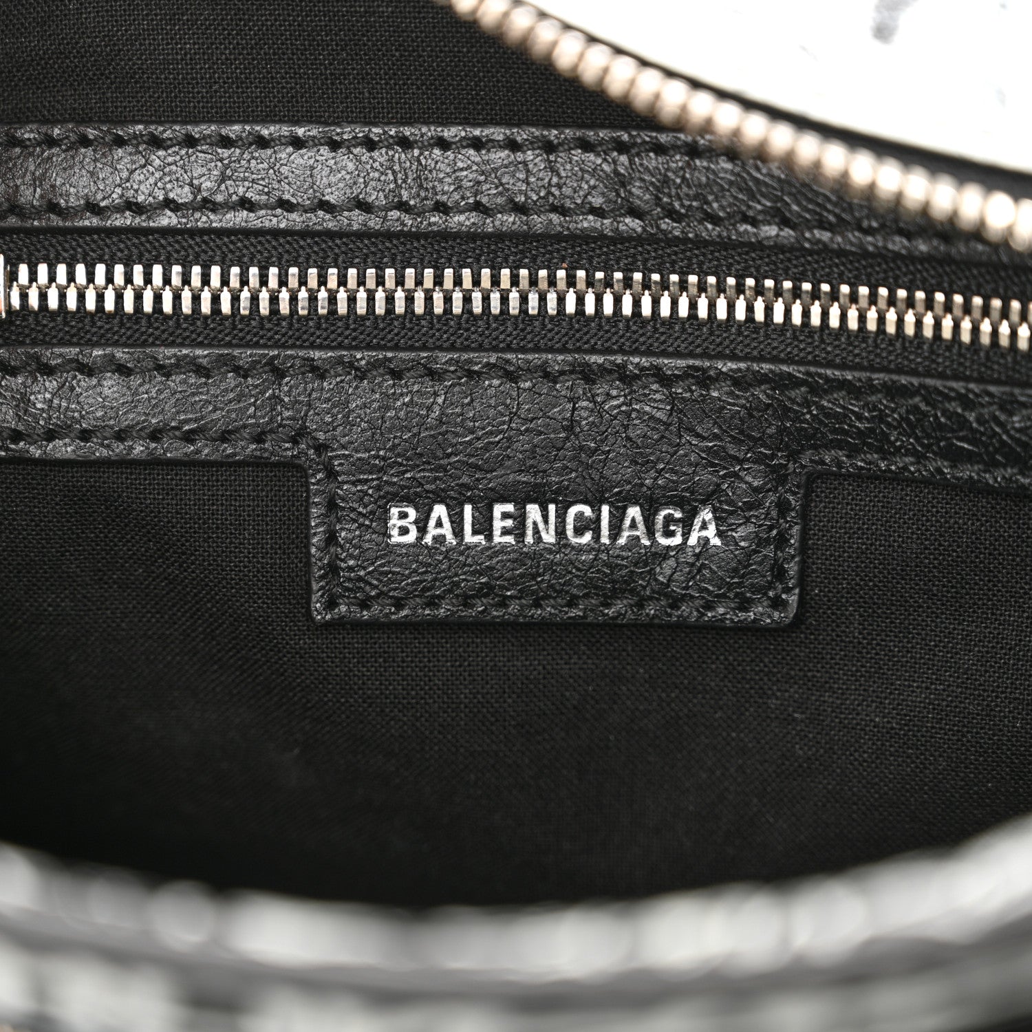 Balenciaga Agneau Arena Graffiti Neo Cagole Handbag XS Black White