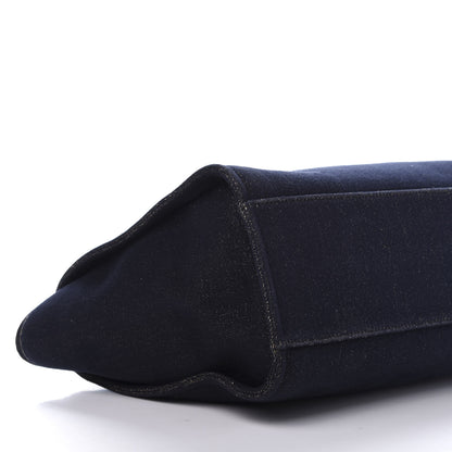 Chanel Lurex Canvas Medium Deauville Tote Navy Blue Gold 7 of 12