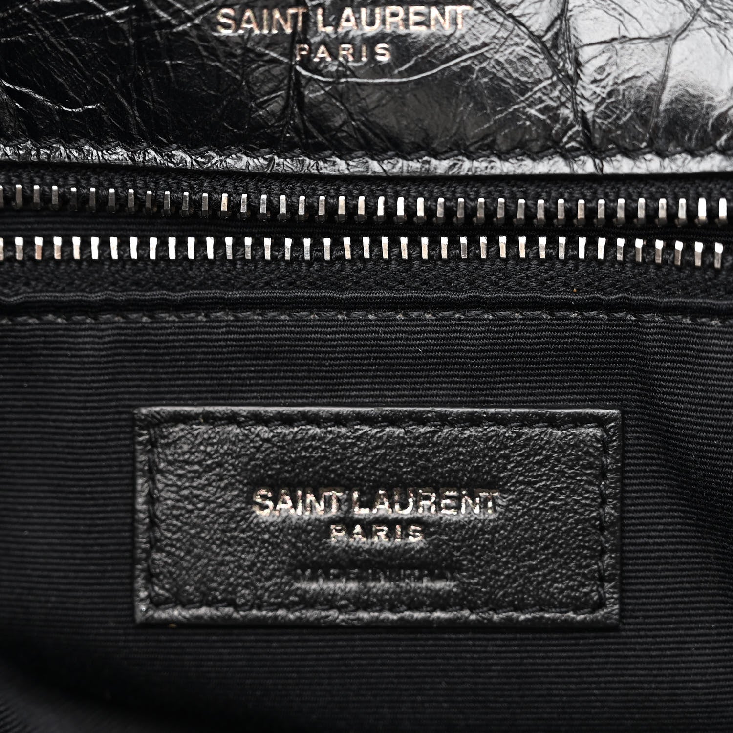 Saint Laurent Crinkled Calfskin Matelasse Monogram Large Niki Chain Satchel Black 6 of 10