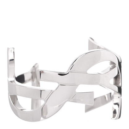 Saint Laurent Brass Monogram Medium Cuff Bracelet Palladium 1 of 4