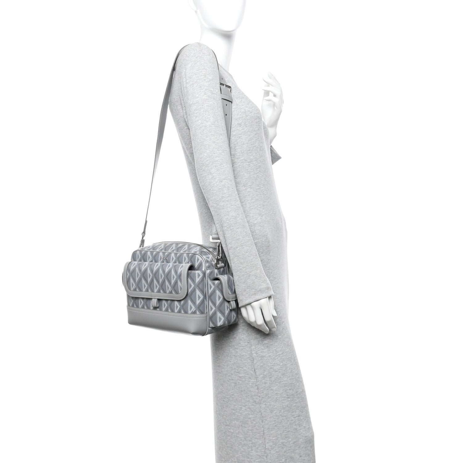 Christian Dior Coated Canvas CD Diamond Hit The Road Messenger Grey 2 of 10