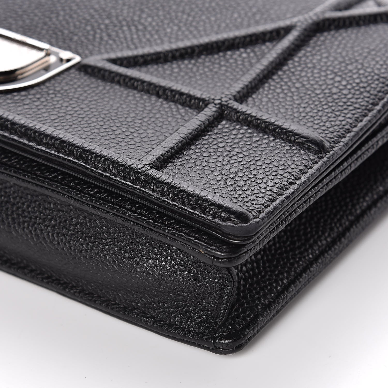 Christian Dior Grained Calfskin Diorama Wallet on Chain Pouch Black 9 of 10