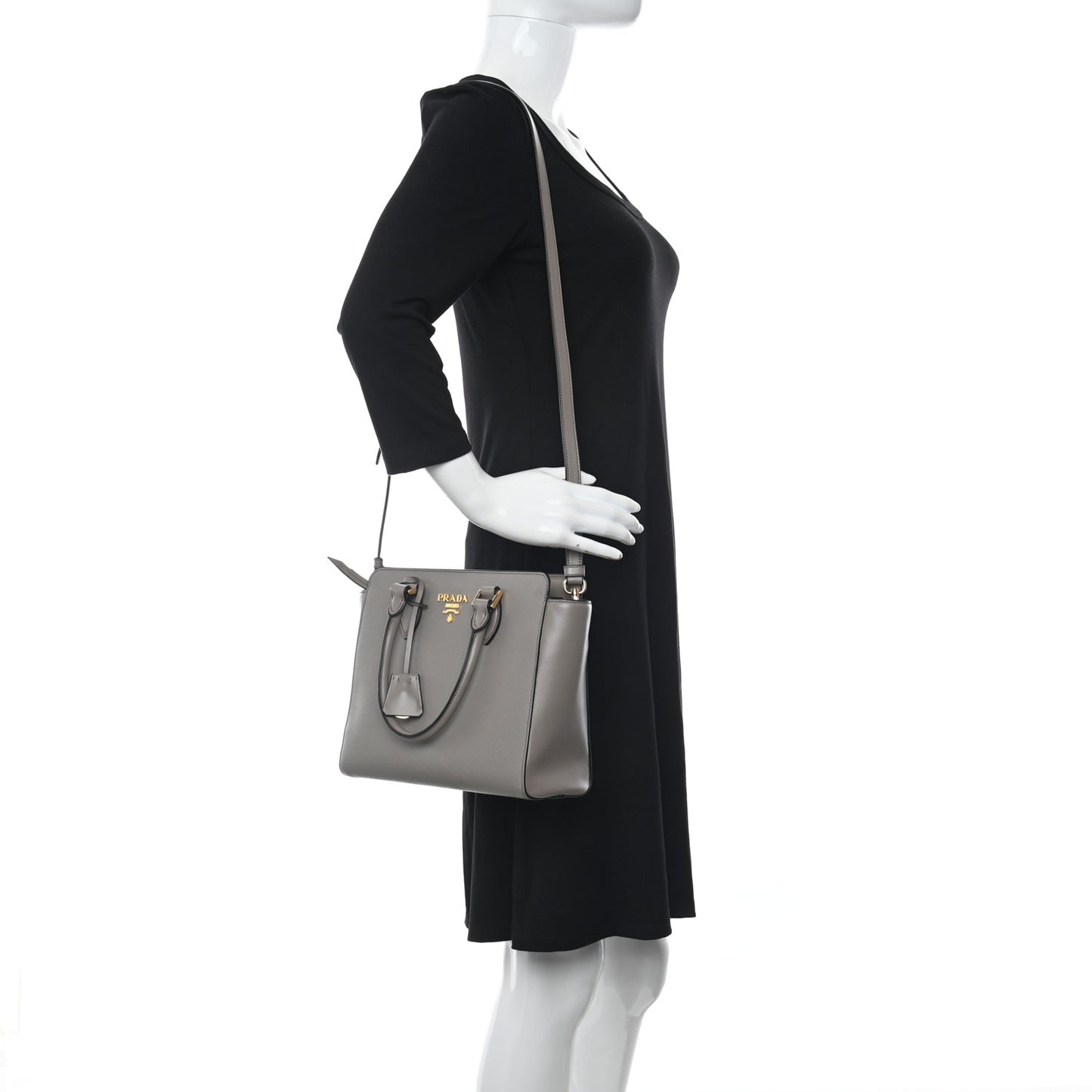 Saffiano Soft Calfskin Small Zippered Tote Argilla