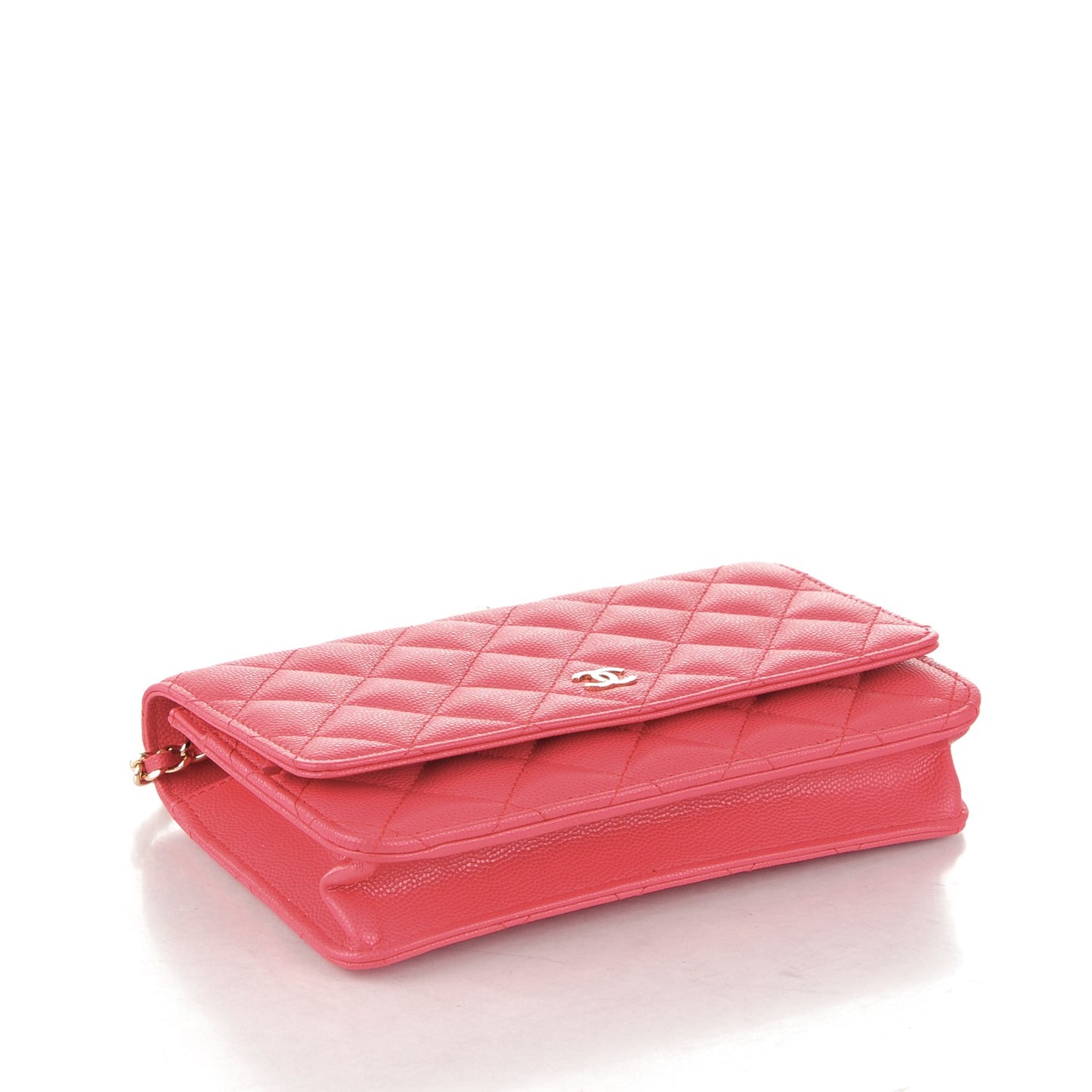 Caviar Quilted Wallet On Chain WOC Dark Pink
