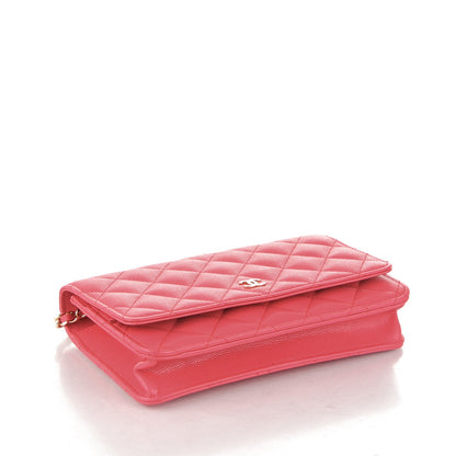 Chanel Caviar Quilted Wallet On Chain WOC Dark Pink 4 of 8