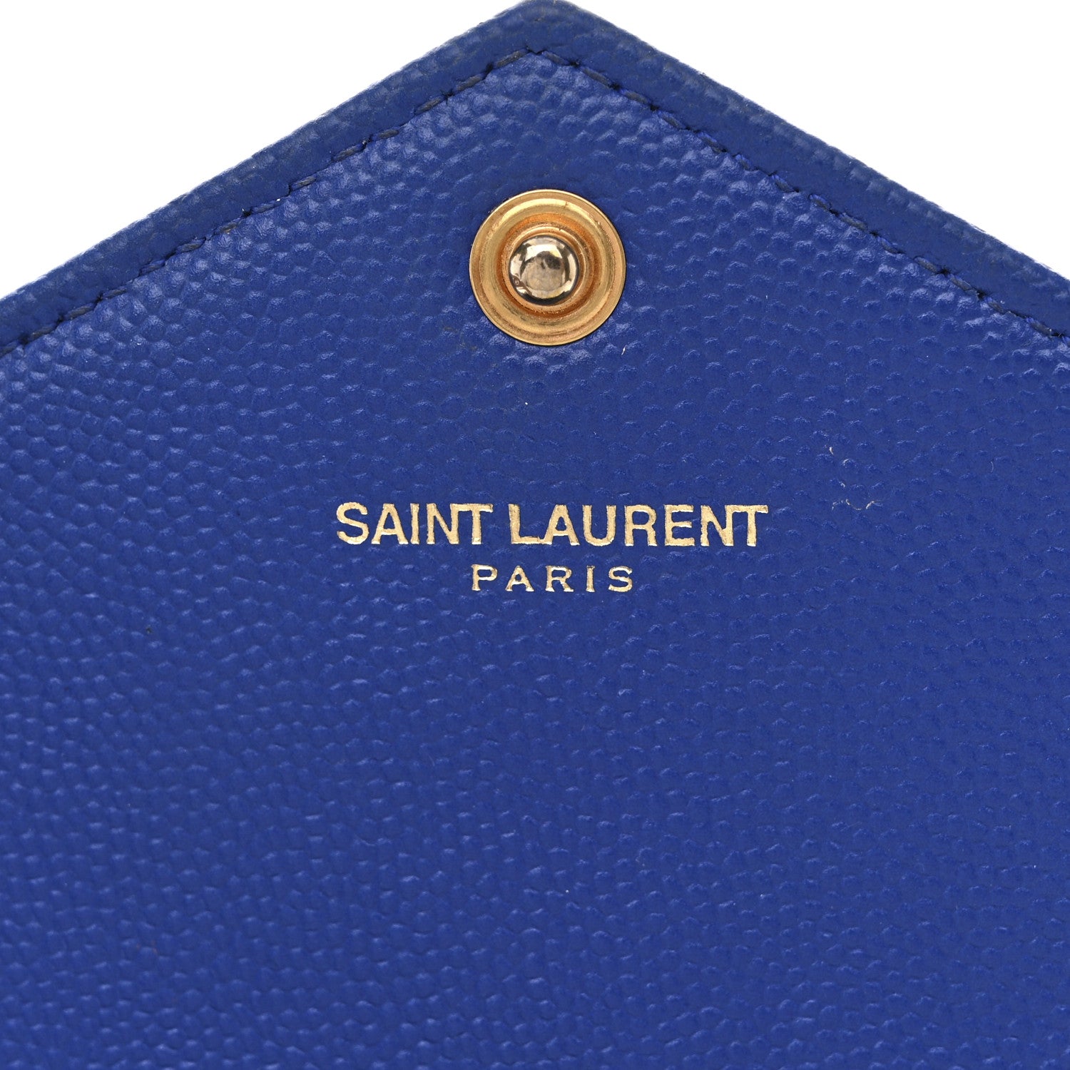 Saint Laurent Grain De Poudre Matelasse Chevron Monogram Envelope Chain Wallet Blue Majorelle 6 of 12