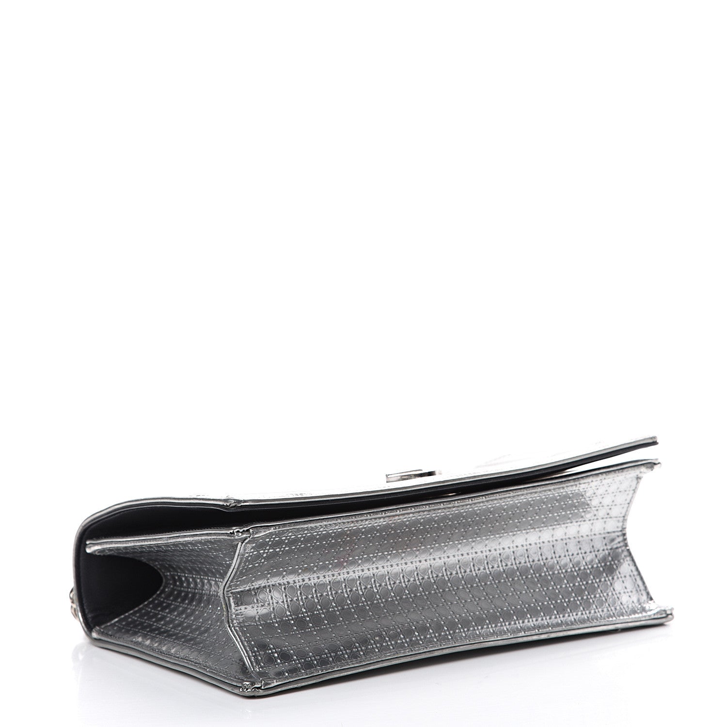 Christian Dior Metallic Patent Micro-Cannage Medium Diorama Flap Bag Silver 3 of 14
