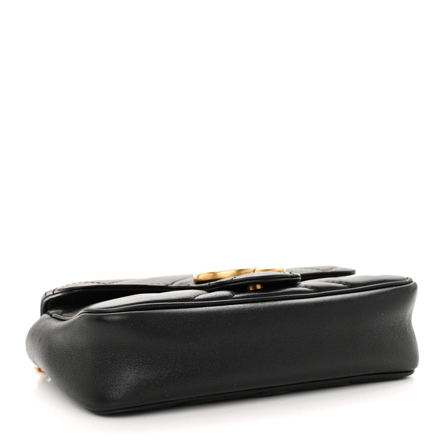 Calfskin Matelasse Super Mini GG Marmont Shoulder Bag Black
