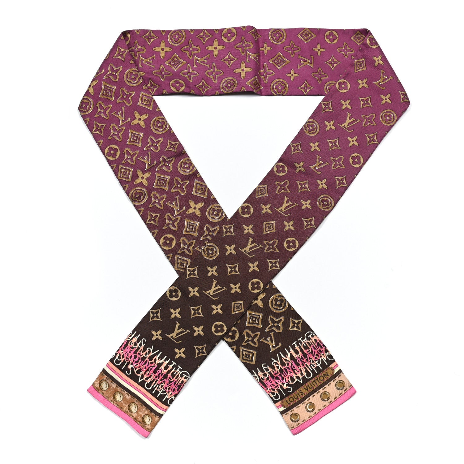 Louis Vuitton Silk Monogram Map Bandeau Cassis 1 of 3