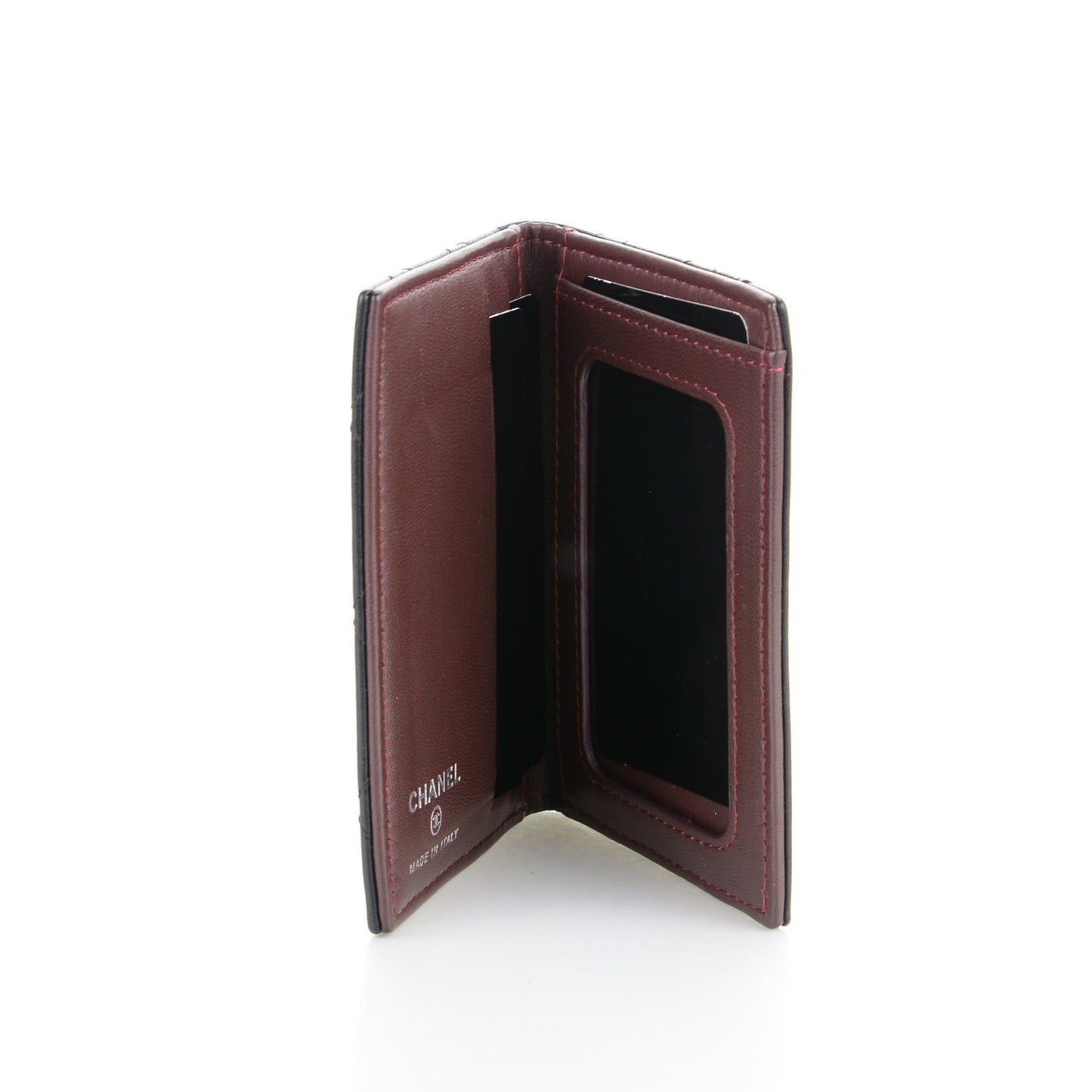 Lambskin Quilted CC Card Holder Wallet Black