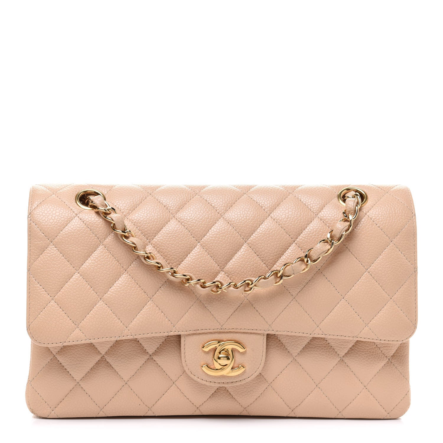 Chanel Caviar Quilted Medium Double Flap Beige 1 of 14