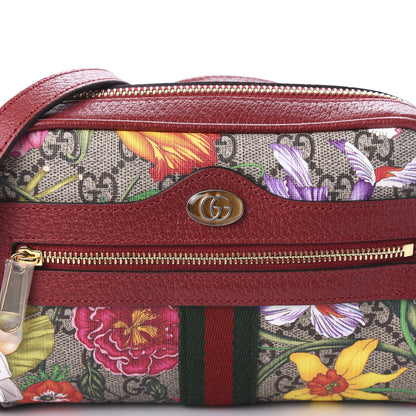 Gucci GG Supreme Monogram Flora Web Mini Ophidia Shoulder Bag Red 6 of 9