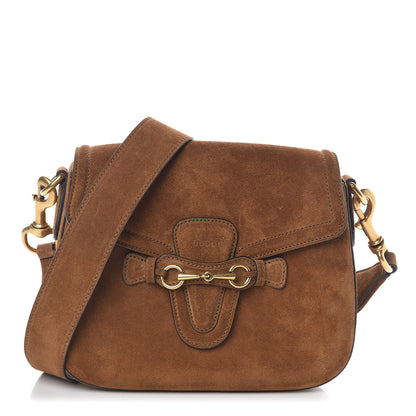 Gucci Suede Medium Lady Web Shoulder Bag New Marron 1 of 12