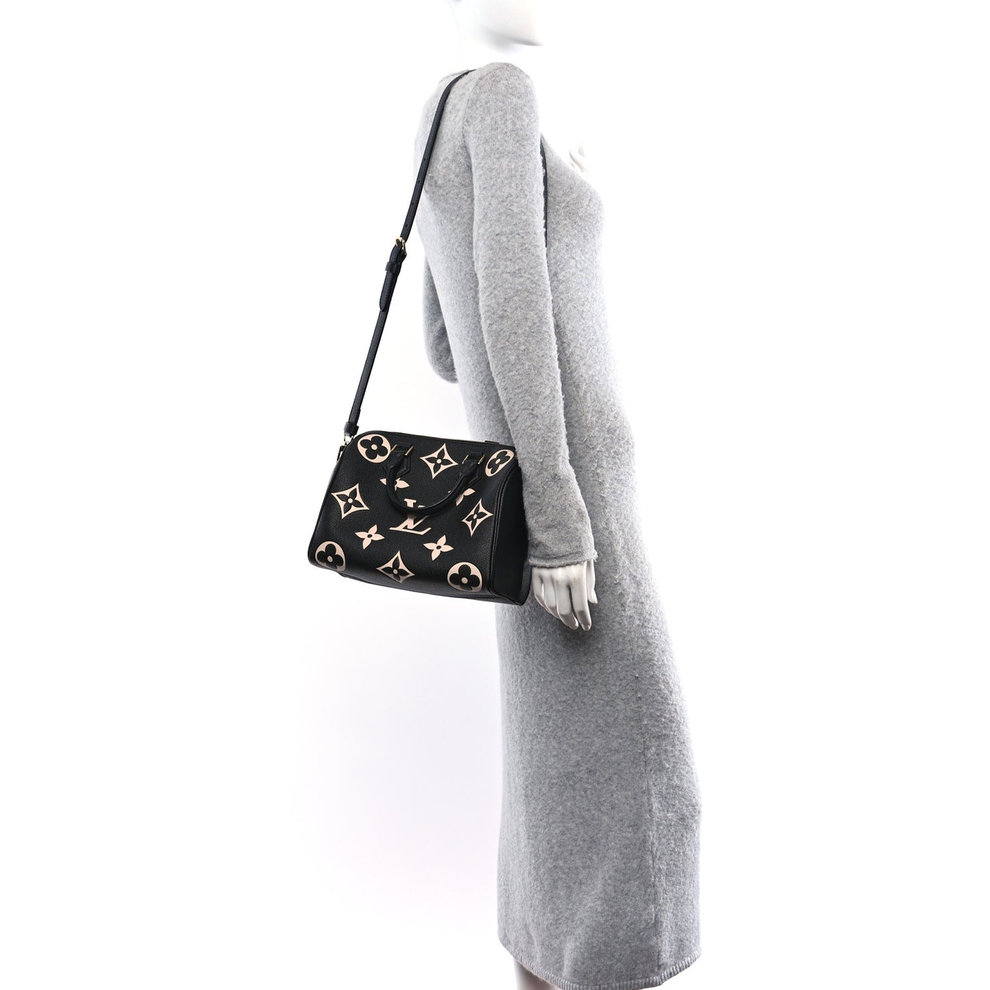 Empreinte Monogram Giant Speedy Bandouliere 25 Black Beige