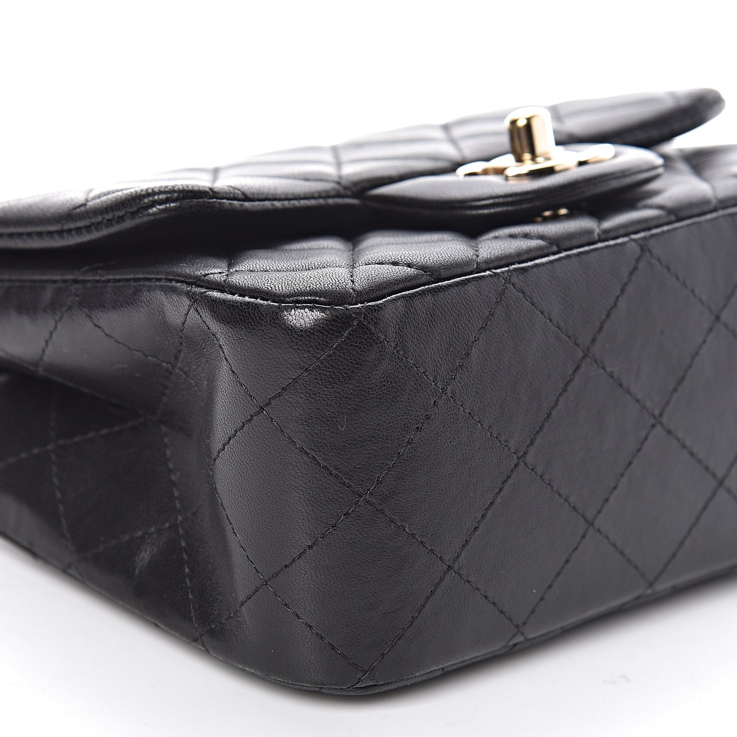 Lambskin Quilted Mini Square Flap Black