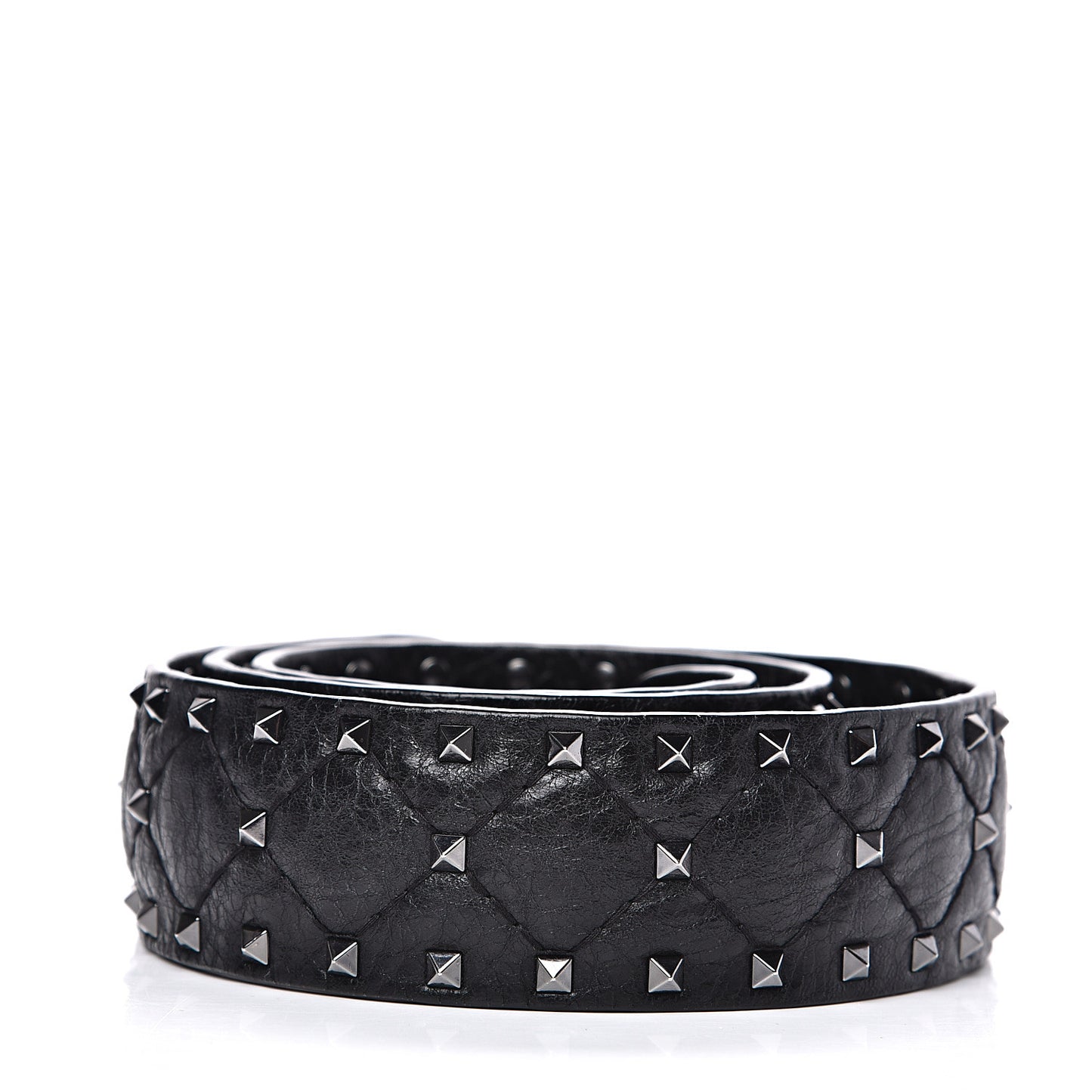 Craquele Nappa Rockstud Spike Shoulder Strap Black