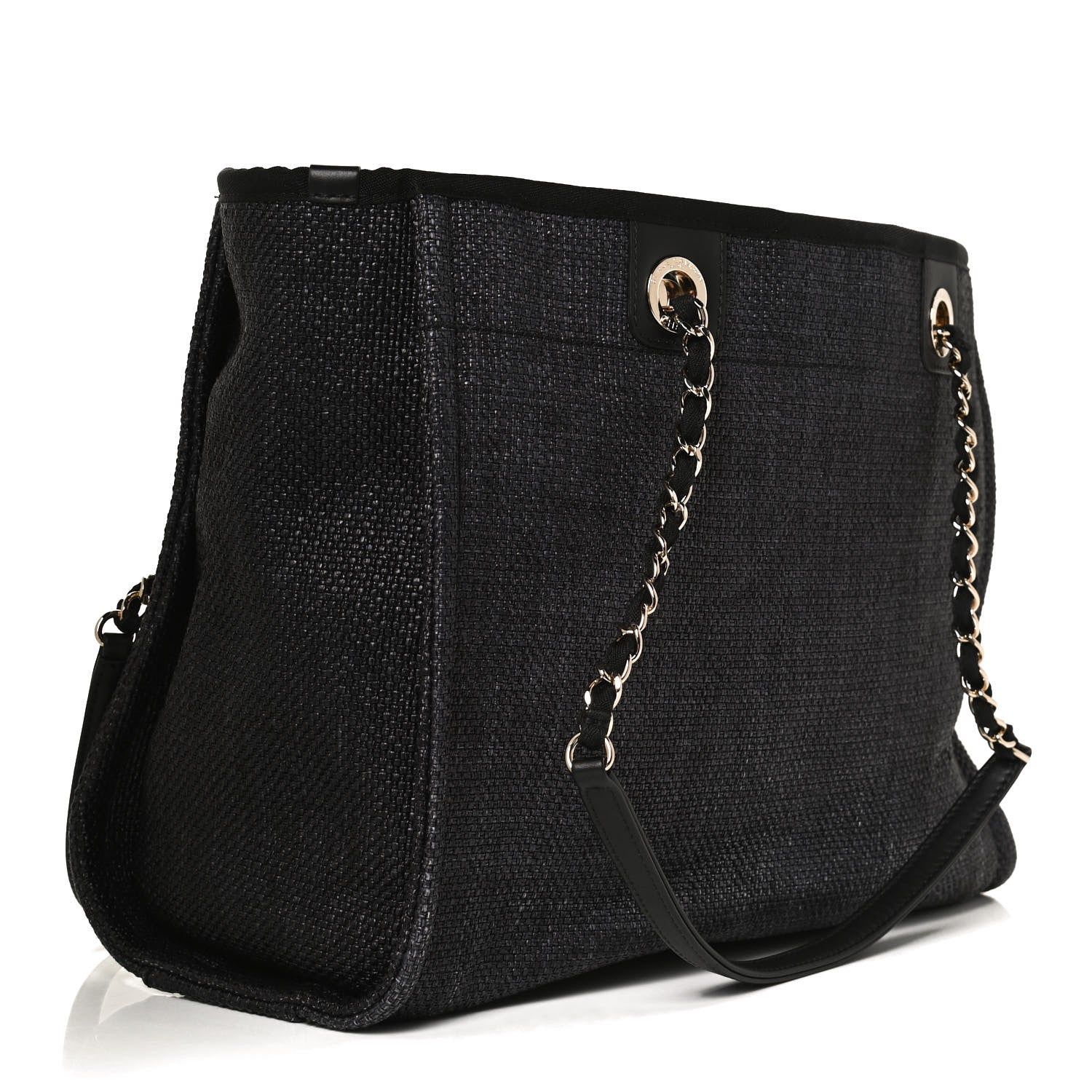 Chanel Woven Straw Raffia Small Deauville Tote Black 3 of 12