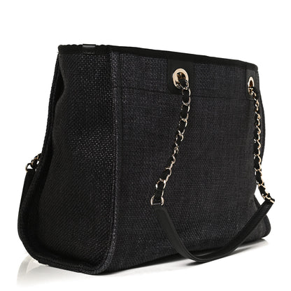 Chanel Woven Straw Raffia Small Deauville Tote Black 3 of 12