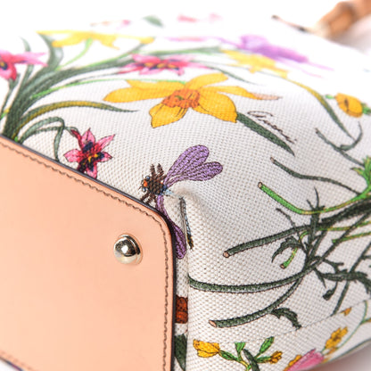 Gucci Canvas Floral Flora Bamboo Handle Bag White 17 of 19