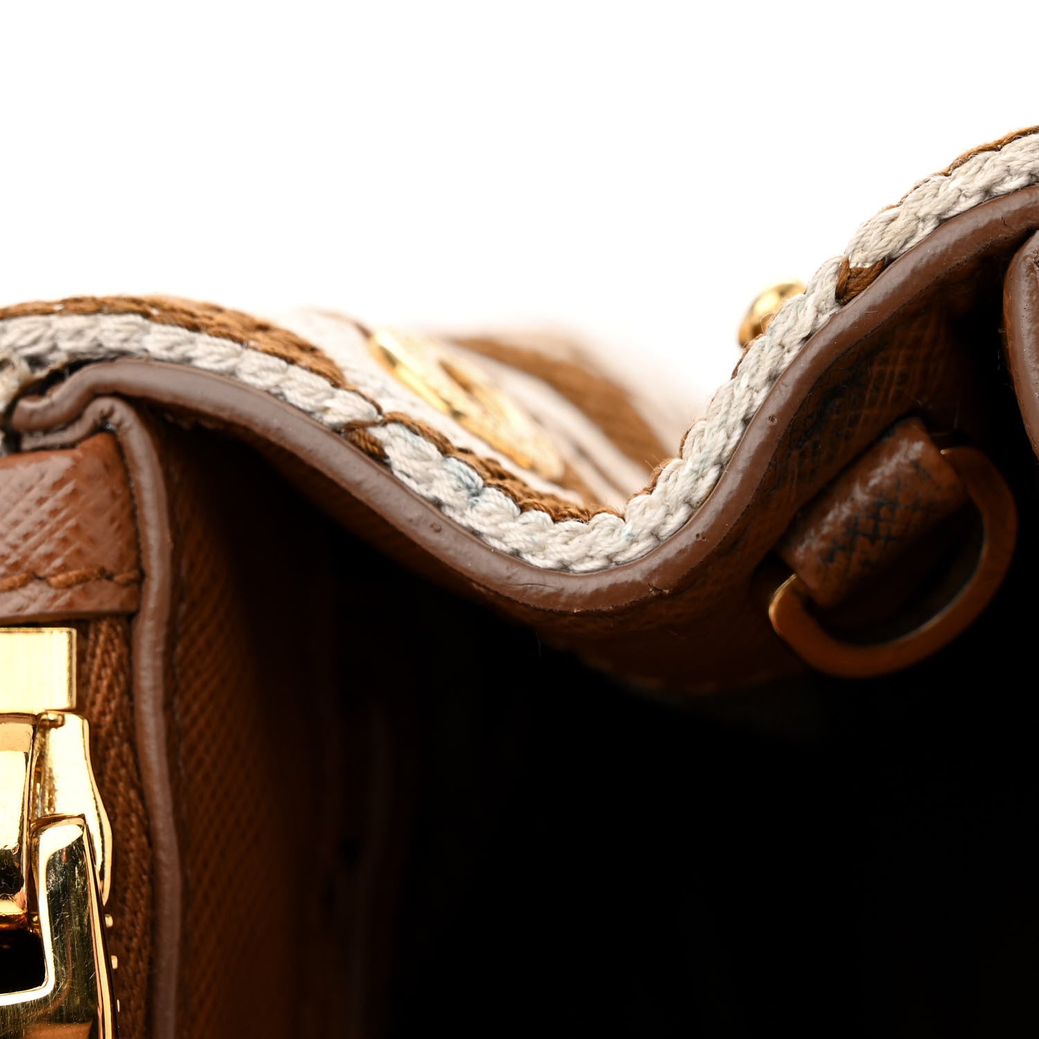 Prada Jacquard Saffiano Triangolo Symbole Embroidered Mini Galleria Double Zip Tote Tabacco Talco 12 of 16