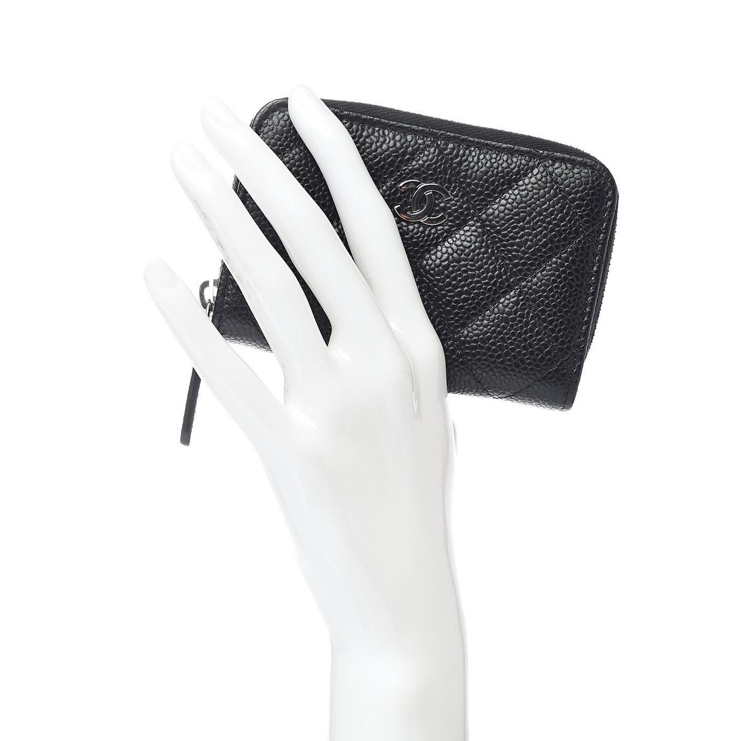 Caviar Quilted Zip Coin Purse Black
