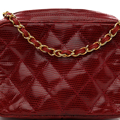 Chanel Lizard Quilted Small Tassel Camera Case Burgundy 9 of 15