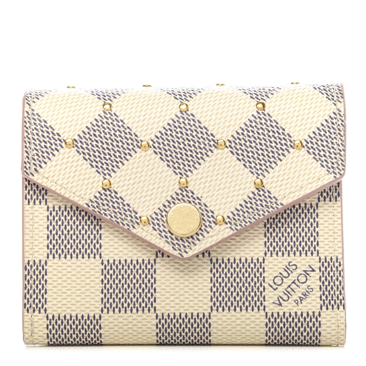 Damier Azur Studded Zoe Wallet Rose Ballerine