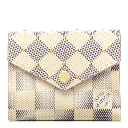 Louis Vuitton Damier Azur Studded Zoe Wallet Rose Ballerine 1 of 6